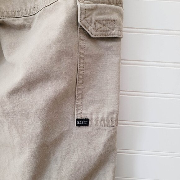 5.11 Tactical Pants Mens Tag Size 34/32 Beige Cargo Cotton Canvas Pockets 74251 - Picture 11 of 14